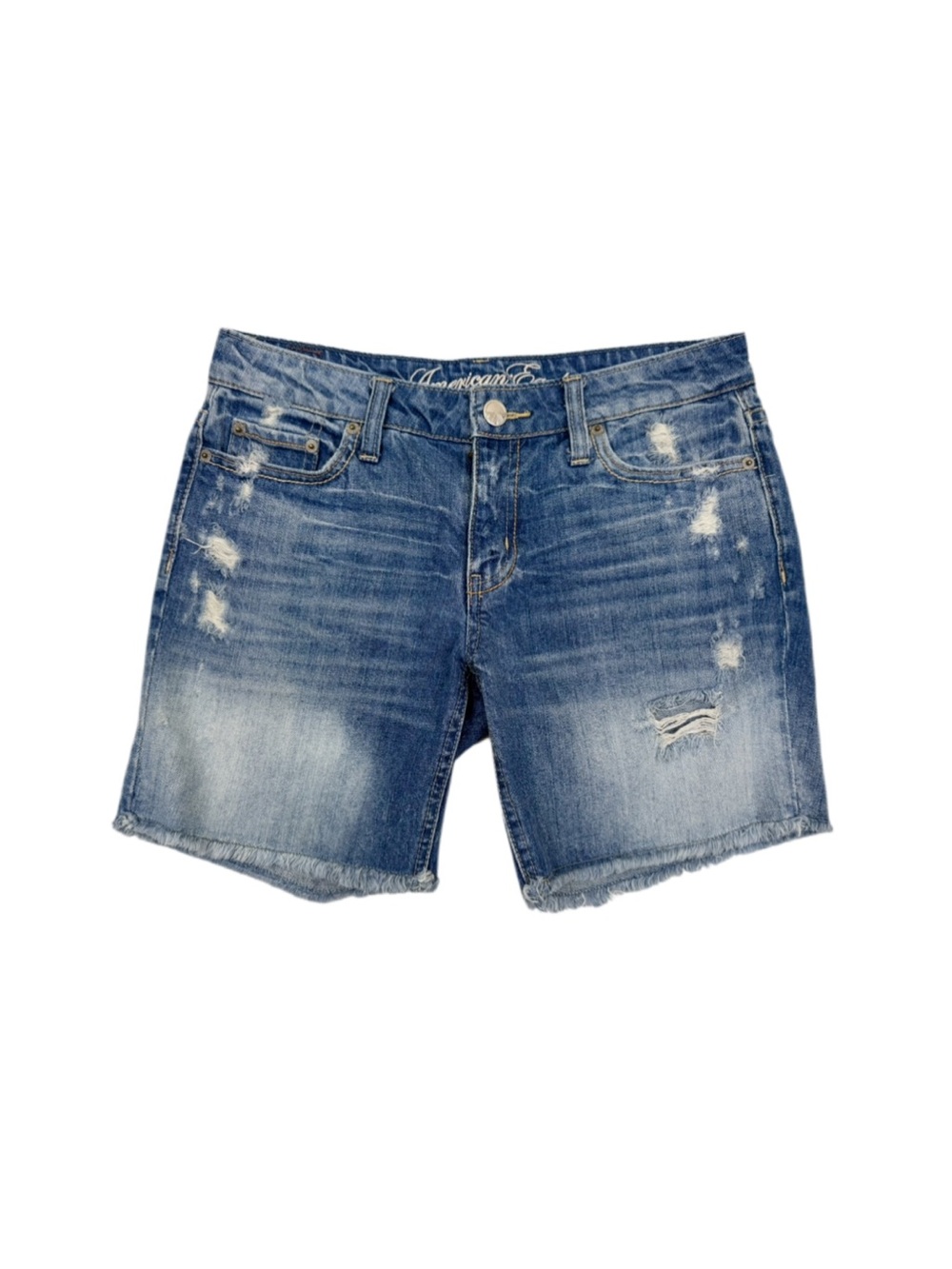 American Eagle Distressed Ripped Bermuda Jean Shorts Size 2